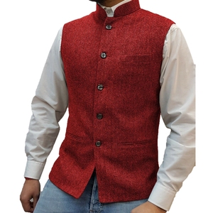 <span class=keywords><strong>Gilet</strong></span> da <span class=keywords><strong>Uomo</strong></span> con Colletto Rialzato Stile Zhongshan e Motivo Tradizionale - Product Image 5