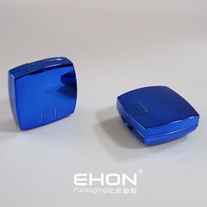 Double Layer Metallic Blue <b>Compact</b> Powder Case Empty Square Eyeshadow Container With Mirror Blush Case Cosmetic Packaging - Product Image 4