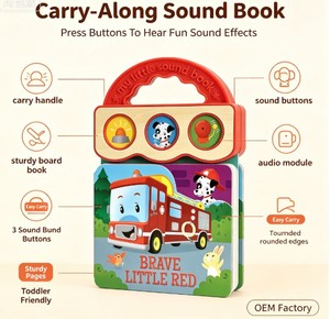 Livre sonore interactif pour enfants sur le thème des camions de pompiers, personnalisable (OEM), avec boutons à presser, livre audio éducatif pour l'apprentissage cognitif des tout-petits - Product Image 1