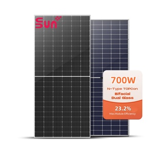 Panel solar bifacial SUNPLUS de alta eficiencia de 700W, tipo N, módulo monocristalino con corte cristalino. - Product Image 1