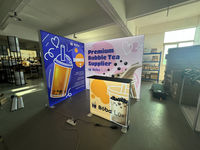 Boîte à lumière modulaire portable en forme de L à double panneau pour stand de bubble tea