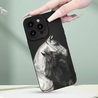 Coque de téléphone en silicone personnalisée à thème équestre pour 17 Pro Max/16/14 Pro, dissipation thermique, styles européens/américains