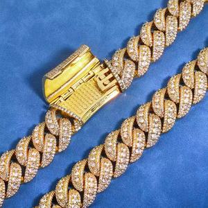 Collana a Catena Cubana Placcata <span class=keywords><strong>Argento</strong></span> 15mm con Zirconi per Uomo e Donna, Stile Hiphop Rock Geometrico, Regalo per Fidanzamento, Festa, Matrimonio - Product Image 6