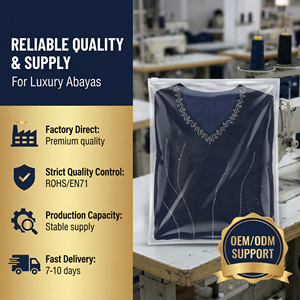 Navy Rhinestone Muslim Abaya <b>for</b> Women Formal <b>Eid</b> OEM Collection - Product Image 6