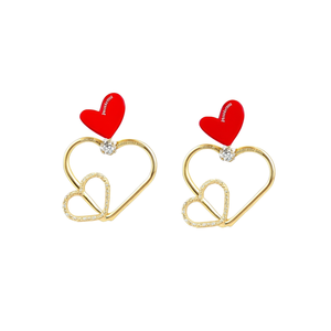 Pendientes de Corazón Karatmania, Chapados en Oro, con Cristales de Estrás, Joyería Romántica para Mujer, para Uso Diario - Product Image 1