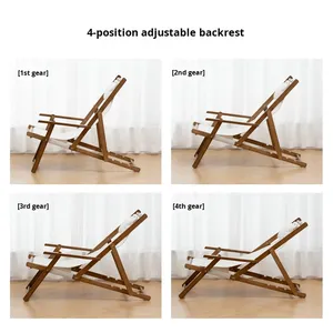 Chaise longue pliante en bambou de style chinois avec fonction de couchage pour une utilisation en extérieur, camping, balcon et cour - Product Image 5