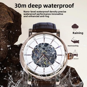 Reloj mecánico de alta gama personalizado para hombre, función luminosa, nuevo reloj de pulsera analógico resistente al agua para negocios, diseño de esqueleto de cuero Simple - Product Image 5