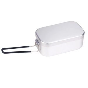 Cắm trại & đi bộ đường dài nhôm Hộp Ăn Trưa với màu đen gấp xử lý hình chữ nhật Bạc lộn xộn tin cho dã ngoại & Cuộc phiêu lưu ngoài trời - Product Image 2