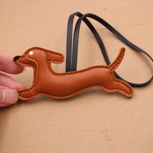 Luxury Dachshund Cartoon Pendant Carabiner <b>Keychain</b> Elegant Pu Leather Puppy Bag Charm Car Pendant Bag Decoration Accessories - Product Image 3