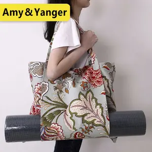 BSCI factory Canvas yoga mat carry bag yoga items bag shoulder bag