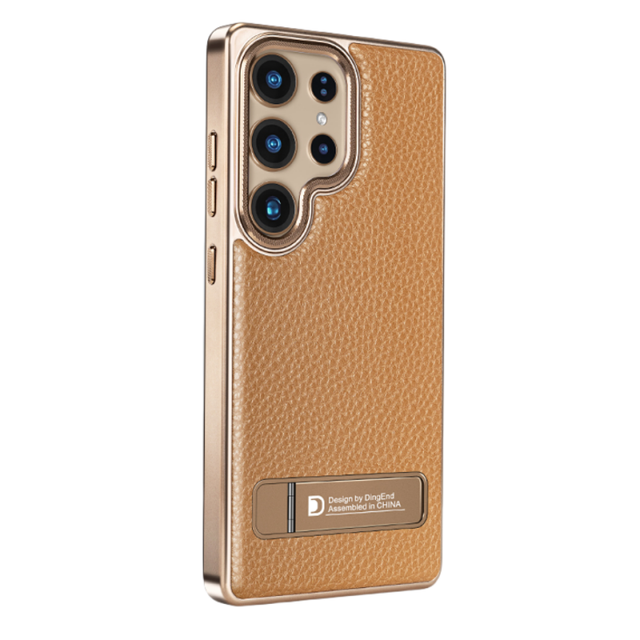 Luxury Electroplated PU Leather Magnetic Phone Case for Samsung S26 S23 S24 Ultra S25 Plus With Invisible Stand Protective Cover