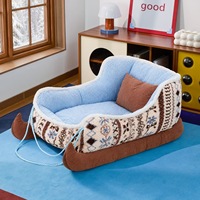 Lit pour animaux de compagnie semi-fermé en forme de traîneau de Noël, universel quatre saisons, nid douillet et sûr pour l'hiver, pour chats et chiens, tapis de couchage