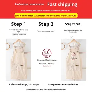 Delantales de Cocina Personalizados con Logotipo, Delantales de Algodón con Bolsillo para Restaurantes y Cafeterías, Logotipo Personalizado para Cocina y <span class=keywords><strong>Barber</strong></span>ía - Product Image 3