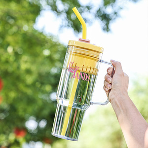 40oz Large Capacity Double Drink <b>Kettle</b> Outdoor Sports Water Bottles Strap Handle Rubber Material Straw Type for Back School - Product Image 3