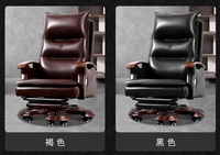 2025 Chaise de directeur en cuir véritable marron durable Chaise de patron inclinable de direction moderne avec repose-pieds ergonomique
