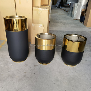 <span class=keywords><strong>Maceta</strong></span> grande de acero inoxidable y macetas de metal negro dorado para decoración del hogar elegante y duradero - Product Image 4