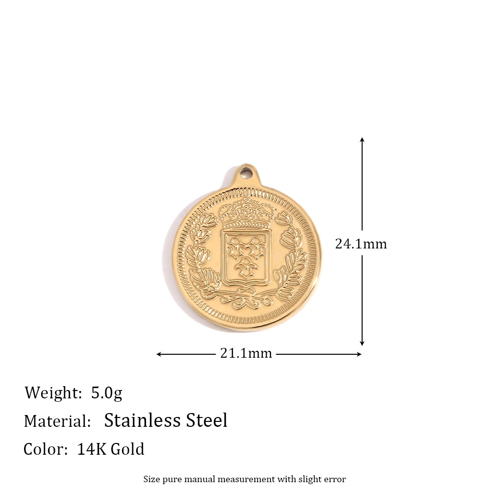 Front and back french republic coin pendant - gold