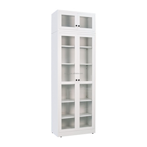 Armoire de rangement métallique à 5 niveaux avec porte vitrée battante, armoire à dossiers en acier économique pour bureau, atelier, chambre, cuisine, salle de sport - Product Image 5