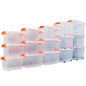 Plastic Storage Bin Tote Organizing Container with Lid and Secure Latching Buckles Stackable and Nestable Storage Box Bin