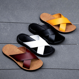 Sandales tendance à lanières croisées, légères, en cuir PU, pour hommes - Product Image 1