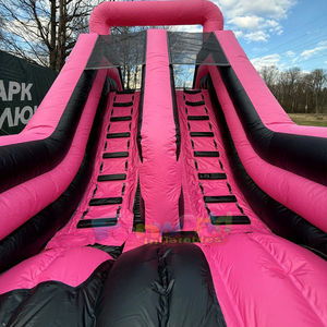 Castillo inflable comercial para niños con tobogán, pista de obstáculos inflable gigante de color rosa para adultos - Product Image 3