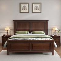 Lit plateforme de rangement en bois massif de séquoia de style américain vintage, durable et confortable, tailles Queen/King pour chambres, hôtels, villas