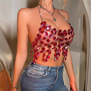 Sexy Halter Rhinestone Strap <strong>Top</strong> Women Club Wear <strong>See</strong> <strong>Though</strong> Vest tank <strong>Tops</strong> - Product Image 2