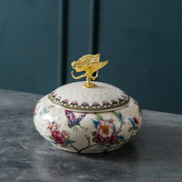 Cadeau de mariage boîte à bijoux en céramique conteneur de rangement pour la maison avec couvercle boîte de rangement en porcelaine florale avec couvercle