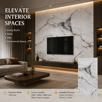 Panneau mural en PVC MORLENX gris givré moderne, effet marbre brillant, pour projets de bureaux de luxe, salles de bain et entrepôts