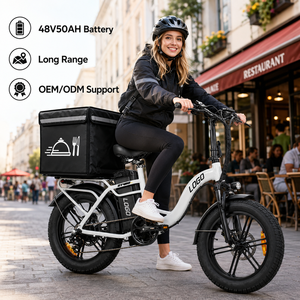Bicicleta Eléctrica de Carga de Alta Velocidad 48V50AH con Neumáticos Gruesos 20x4.0, Alcance de 200 km, Bicicleta Eléctrica de Reparto con Portaequipajes Trasero para Uso Comercial - Product Image 1