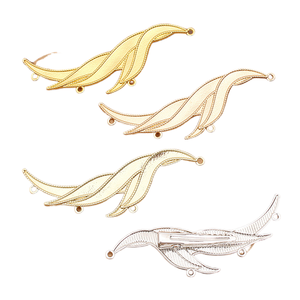 jiangc (15198) Lengua de pato con base incrustada de nácar y hojas perforadas de aleación de esmeralda - Product Image 2