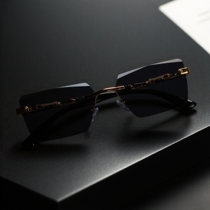 <span class=keywords><strong>Occhiali</strong></span> <span class=keywords><strong>da</strong></span> <span class=keywords><strong>Sole</strong></span> Unisex di Lusso Senza Montatura Neri e Dorati con Stampa Leopardata - Protezione UV400, Lenti Rettangolari <span class=keywords><strong>Sottili</strong></span>, Design Elegante - Product Image 6