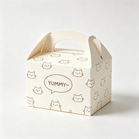 Boîte à pâtisserie avec poignée, illustration de chat mignon, expédition rapide en 72h, boîte cadeau en carton imperméable