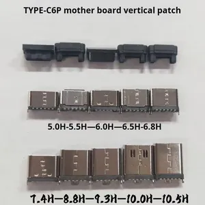 TYPE-C 6pin nữ dọc bề mặt gắn kết 6.5/6.8 thứ ba khuôn Top 201/304 thép không gỉ Băng <span class=keywords><strong>USB</strong></span>-C sạc kết nối - Product Image 4