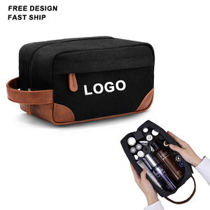 Custom Logo <b>Toiletry</b> <b>Bag</b> Hanging Dopp Kit for <b>Men</b> Water Resistant Canvas Shaving <b>Bag</b> with Large Capacity for Travel Makeup <b>Bag</b> - Product Image 1