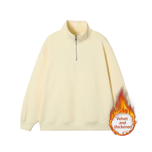 Sudadera con cremallera media <span class=keywords><strong>en</strong></span> blanco personalizada 420 gramos Sudadera de felpa francesa Sudadera con capucha logotipo personalizado 1/4 <span class=keywords><strong>sudaderas</strong></span> con cremallera <span class=keywords><strong>para</strong></span> Unisex - Product Image 3