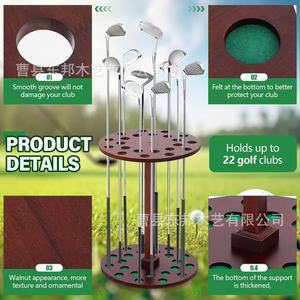 Support de rangement transfrontalier en bois pour clubs de golf, support de rangement pour queues de billard, étagère multi-trous sur pied, présentoir pour clubs - Product Image 5