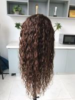 Perruque full lace wig transparente avec haut en soie, cheveux vierges de couleur marron