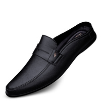 Printemps et automne chaussures pour hommes chaussures en cuir décontractées demi-pantoufles en cuir à la mode été nouvelles chaussures basses