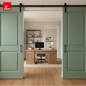Puertas Corredizas Dobles de Madera Maciza de Roble Blanco con Sistema de Deslizamiento, Estilo Granero, Color Blanco Personalizado para Interiores de Casas - Product Image 3