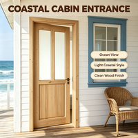Porte intérieure en verre en pin massif de style campagnard, porte en bois brut naturel pour la décoration de maison de vacances