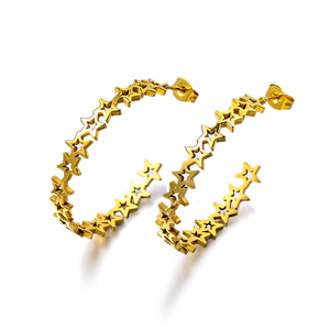 Pendientes de tuerca de color oro y plata de 18 quilates personalizados, joyería chapada en PVD, pendientes huecos de estrella de cinco puntas de acero inoxidable a la moda - Product Image 1