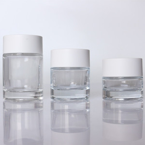 <span class=keywords><strong>20g</strong></span> 30g 50g Longo Tipo Rosto Skincare Cosméticos Loção Container Fundo Grosso Vazio Limpar Cosméticos Frascos de Vidro Creme com Tampa Branca - Product Image 1