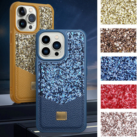 Coque de téléphone en cuir pailleté de marque à la mode pour iPhone 11 12 13 14 Pro Max Mini Xs Xr SE 7 8 Plus coque de Protection Anti-chute
