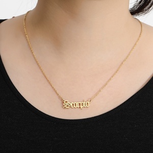 Dina-collar de joyería de acero inoxidable para mujer, Horóscopo de astrología del zodiaco 12 chapado en oro de 18k, venta al por mayor - Product Image 3