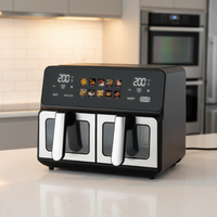 Friggitrice ad Aria Elettrica a Doppio Cestello con Protezione dal Surriscaldamento, Controllo Digitale, Display LED, Struttura in Plastica, Risparmio Energetico