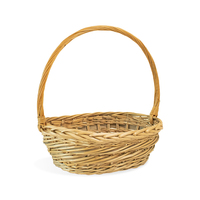 Paniers en osier vintage circulaires de grande taille avec poignées, écologiques, pour fruits et rangement de Pâques, vente en gros