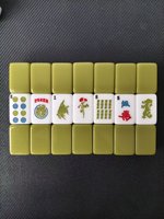 Ubin Mahjong Akrilik Poles Tinggi Pesanan Khusus Gaya Pierpont Green Sky 160Pcs untuk Hadiah Liburan dan Permainan Dalam Ruangan