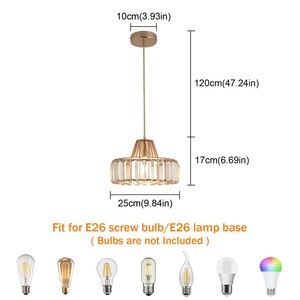 Crystal Chandelier Modern Iron Dining Room Chandelier Bar Bedroom Bedside Pendant Lamp Gold - Product Image 4