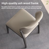 Chaise de salle à manger en bois massif de style nordique, moderne, simple, luxe léger, dossier en cuir, sans accoudoirs, non pliable, non rotative, pour usage en restaurant